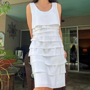 Alfani White Tiered Ruffle Dress
